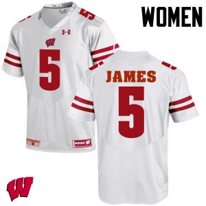 Women's Wisconsin Badgers NCAA #5 Chris James White Authentic Under Armour Stitched College Football Jersey NW31N08GM